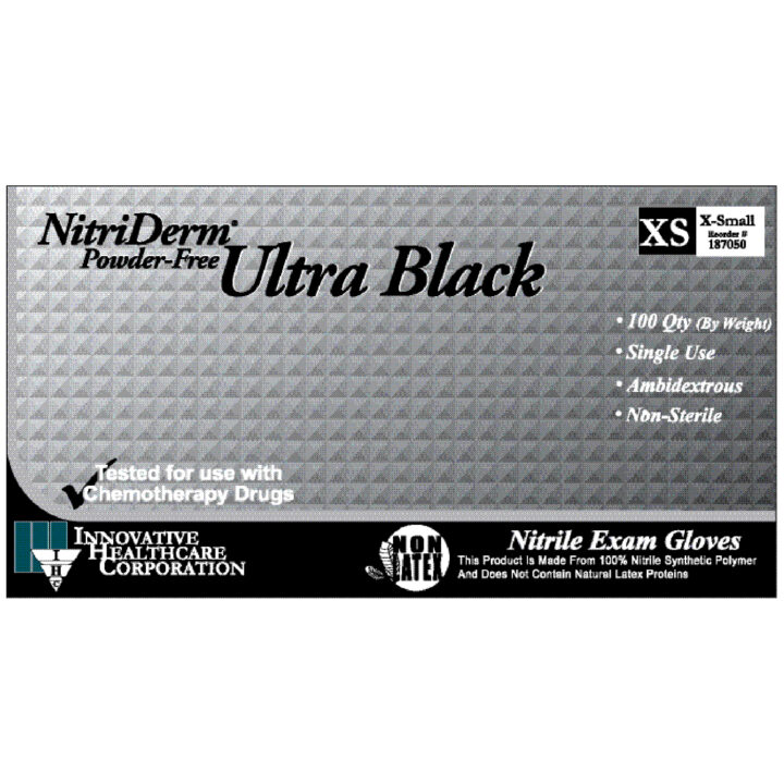 Glove Nitrile Black P/F X-LRG